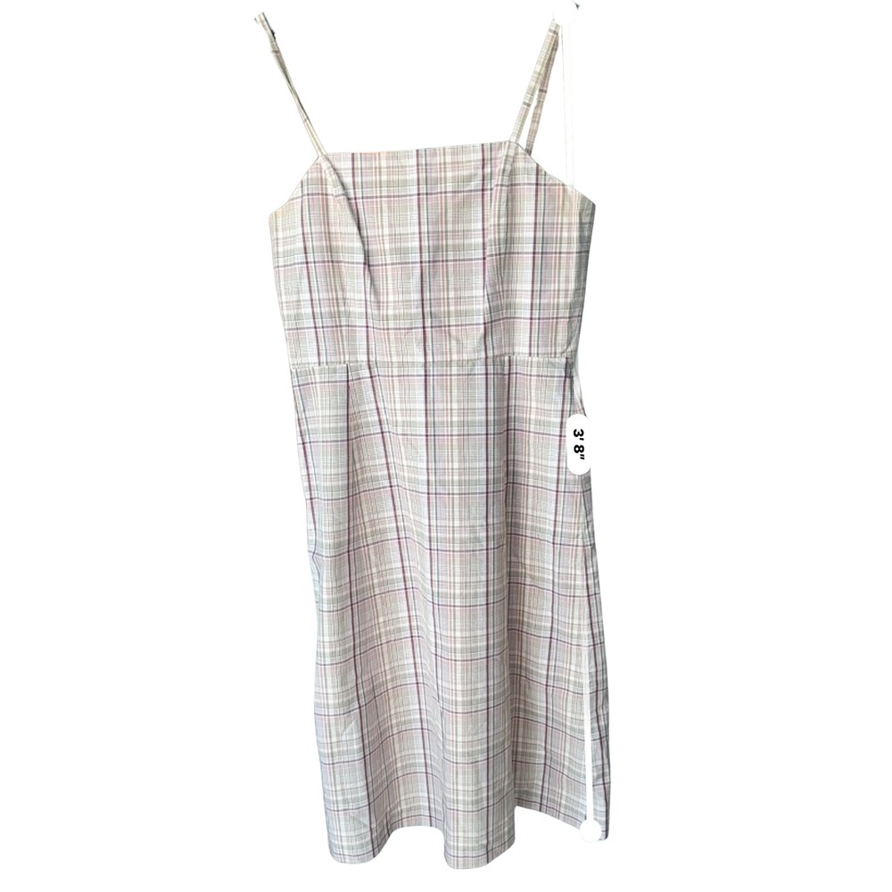 J Crew Plaid Cotton Midi Sundress Womens Size 4 Pink Tan Lined Coastal Preppy - Picture 12 of 12